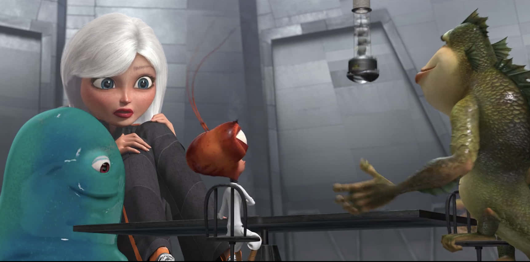 Monsters Vs Aliens, white-haired woman, blue blob, HD Desktop Wallpaper