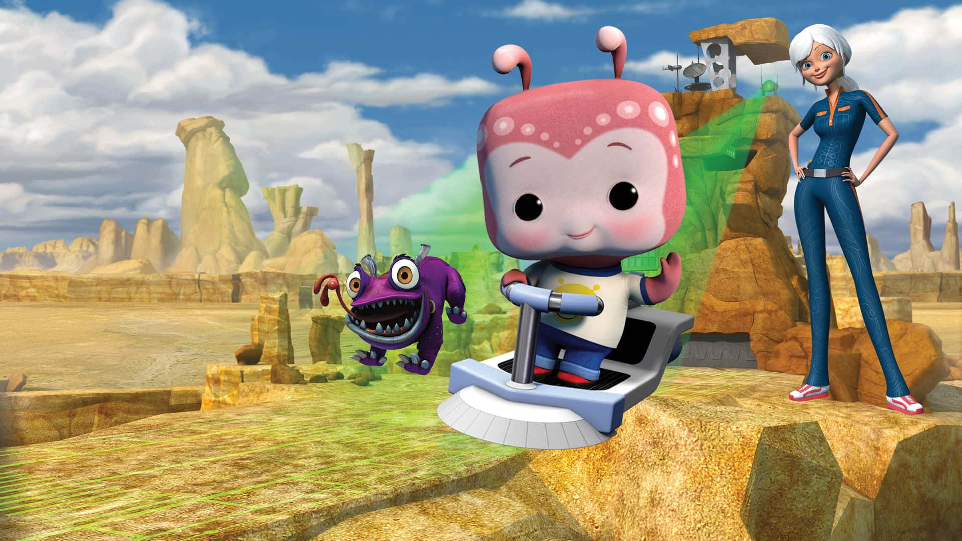 Monsters Vs Aliens, pink alien, hoverboard, Full HD Desktop Wallpaper