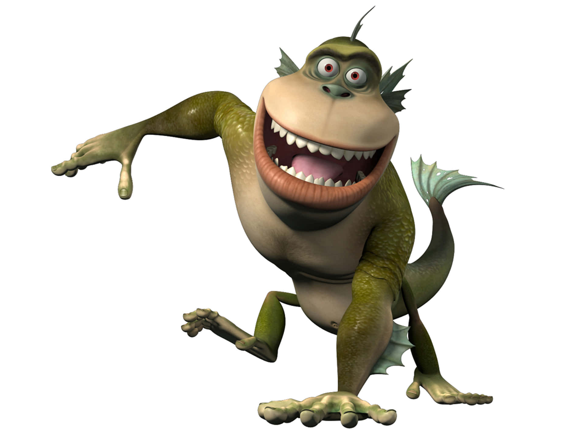 Monsters Vs Aliens, green cartoon fish-monkey, spiky fins, Full HD Desktop Wallpaper