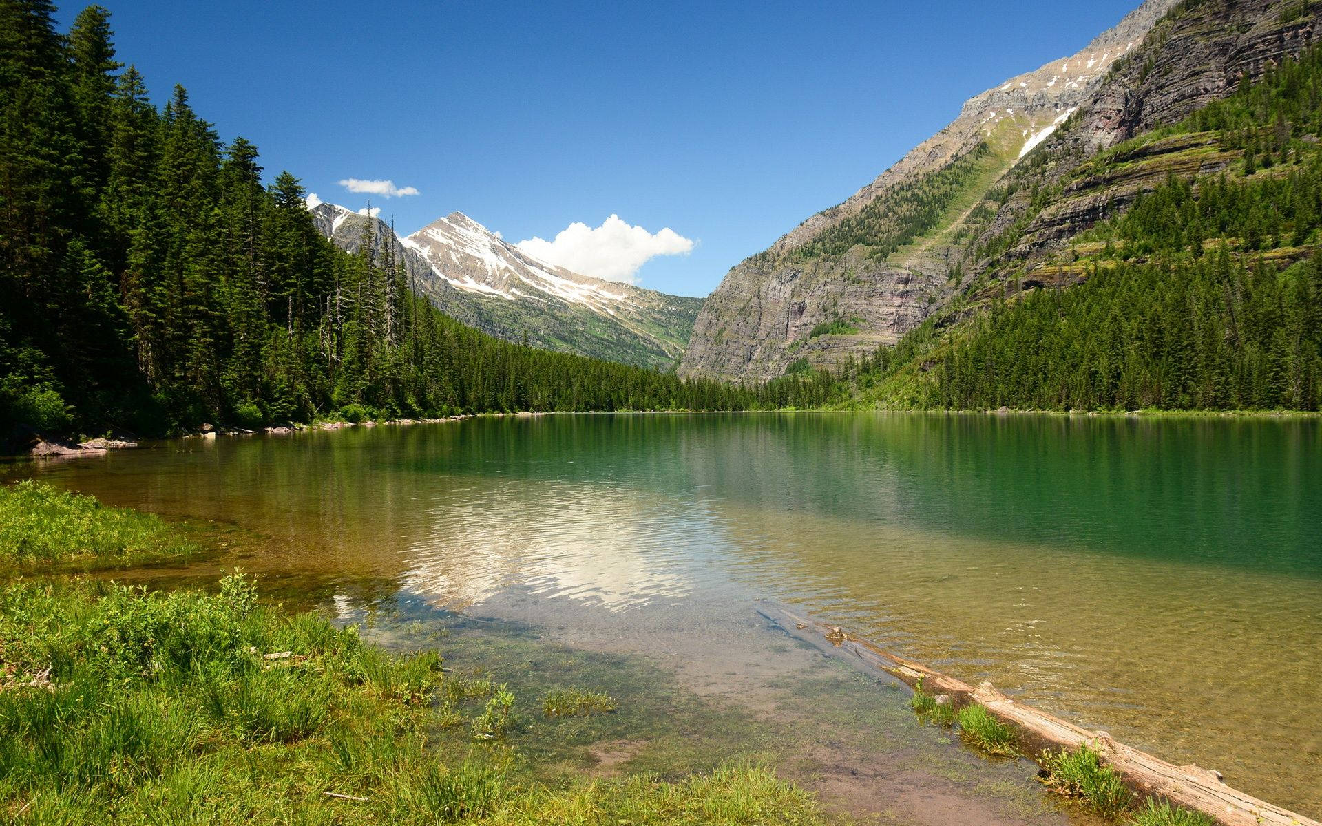 Montana, Green Lake, alpine lake, Full HD Desktop Wallpaper