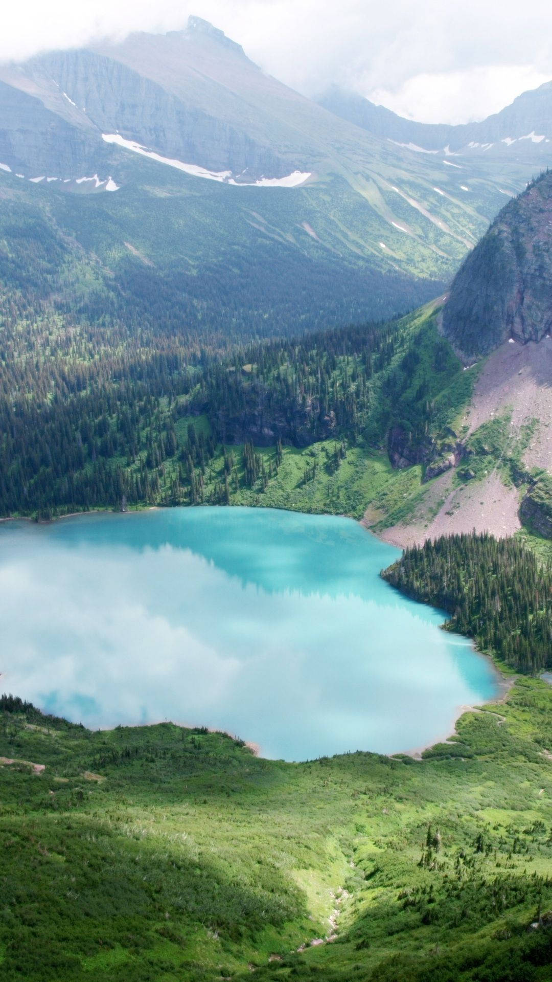 Montana, turquoise lake, lush green valley, Full HD Phone Wallpaper