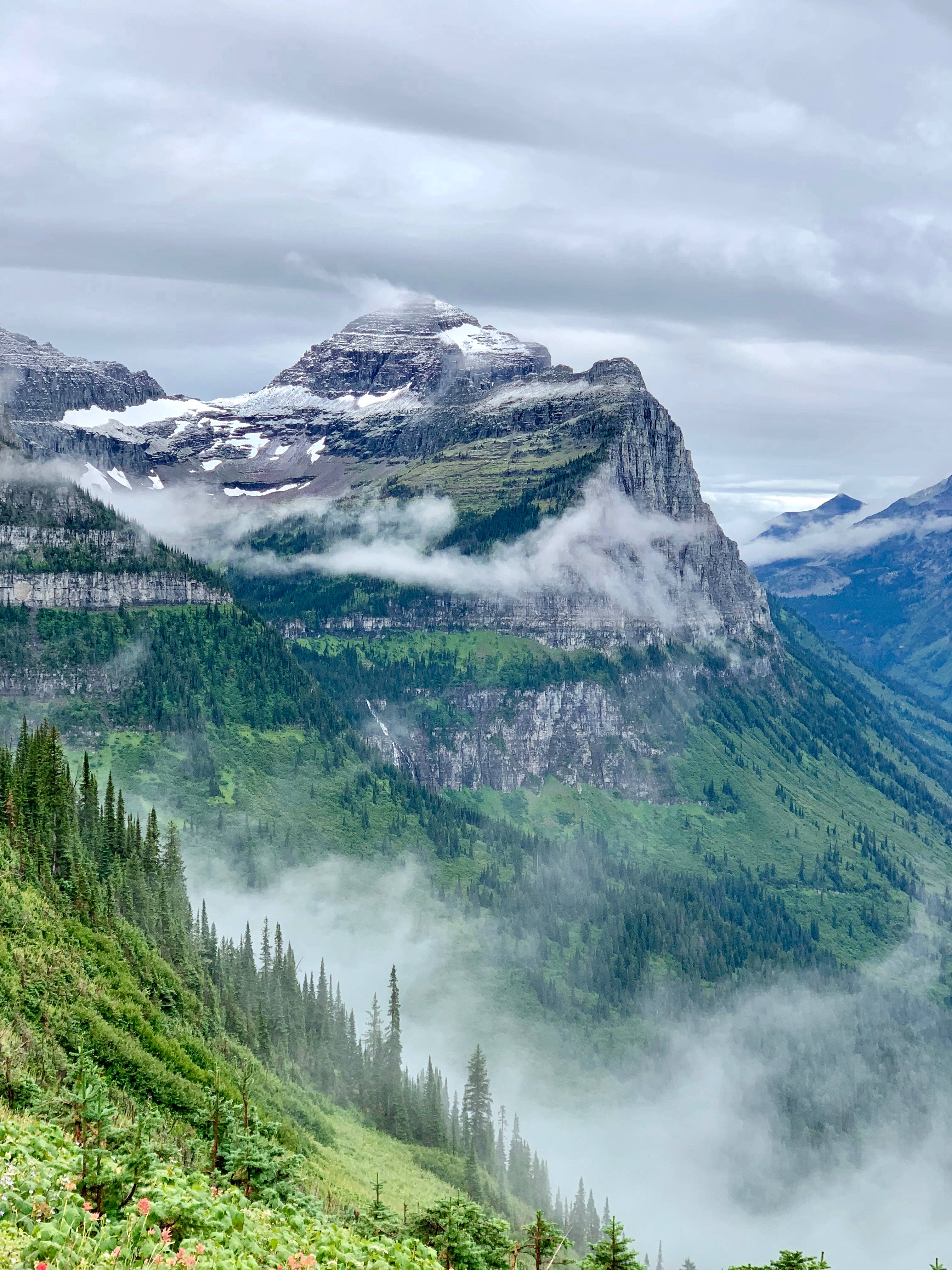 Montana, forested mountains, snow-capped ridges, 4K Phone Wallpaper