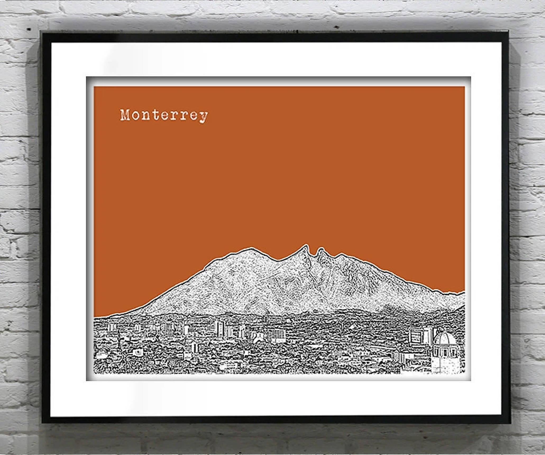 Monterrey, rust-orange sky, mountain backdrop, Full HD Desktop Wallpaper