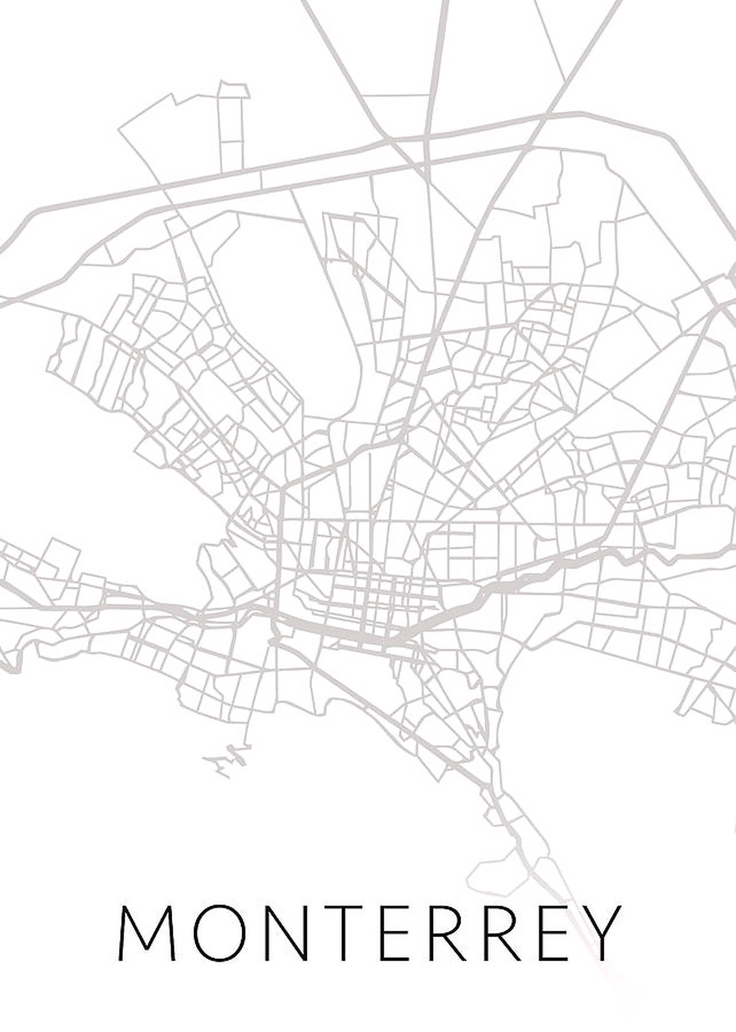Monterrey, city blueprint, minimalist gray line art, Full HD Phone Wallpaper
