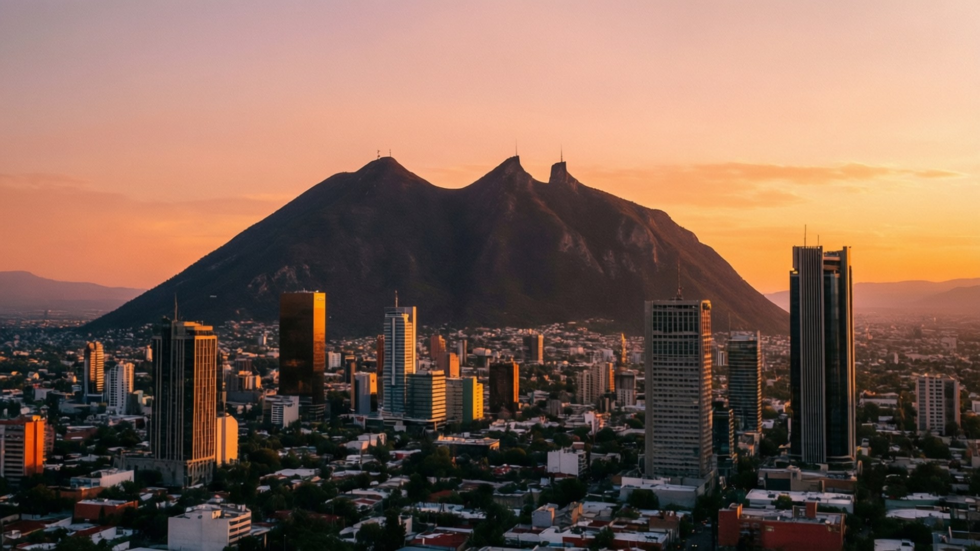 Monterrey, skyline, sunset, Full HD Desktop Wallpaper