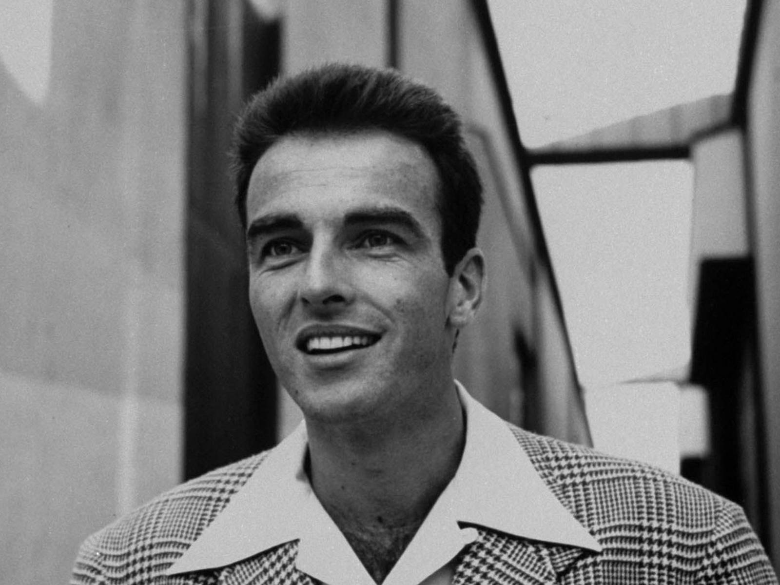 Montgomery Clift, checkered jacket, black and white portrait, HD Desktop Wallpaper