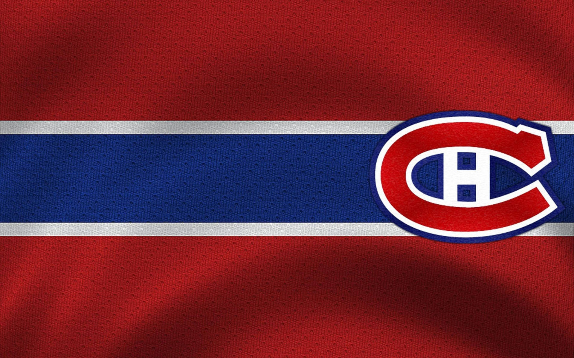 Montreal Canadiens, red and blue hockey jersey fabric, Montreal Canadiens logo, Full HD Desktop Wallpaper