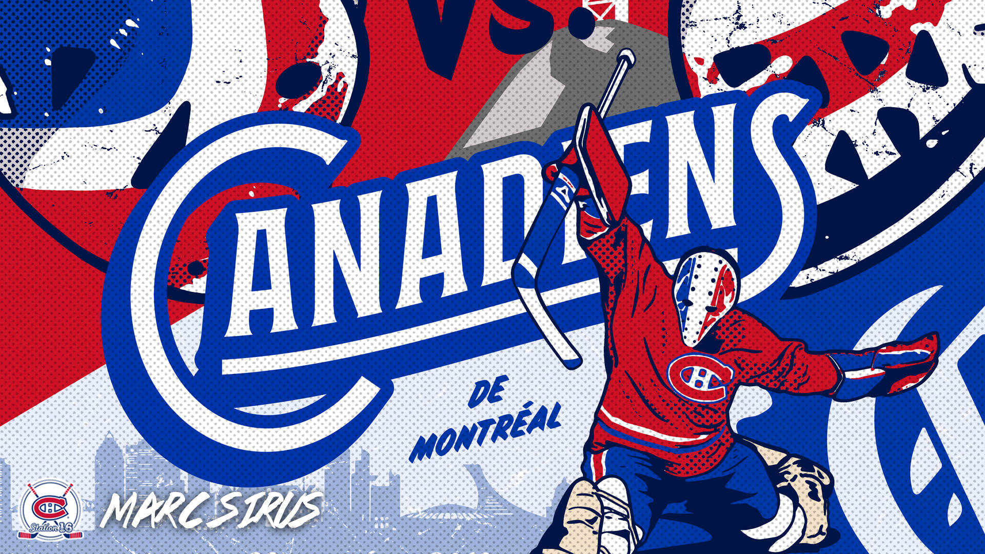 Montreal Canadiens, red jersey, stick raised, Full HD Desktop Wallpaper