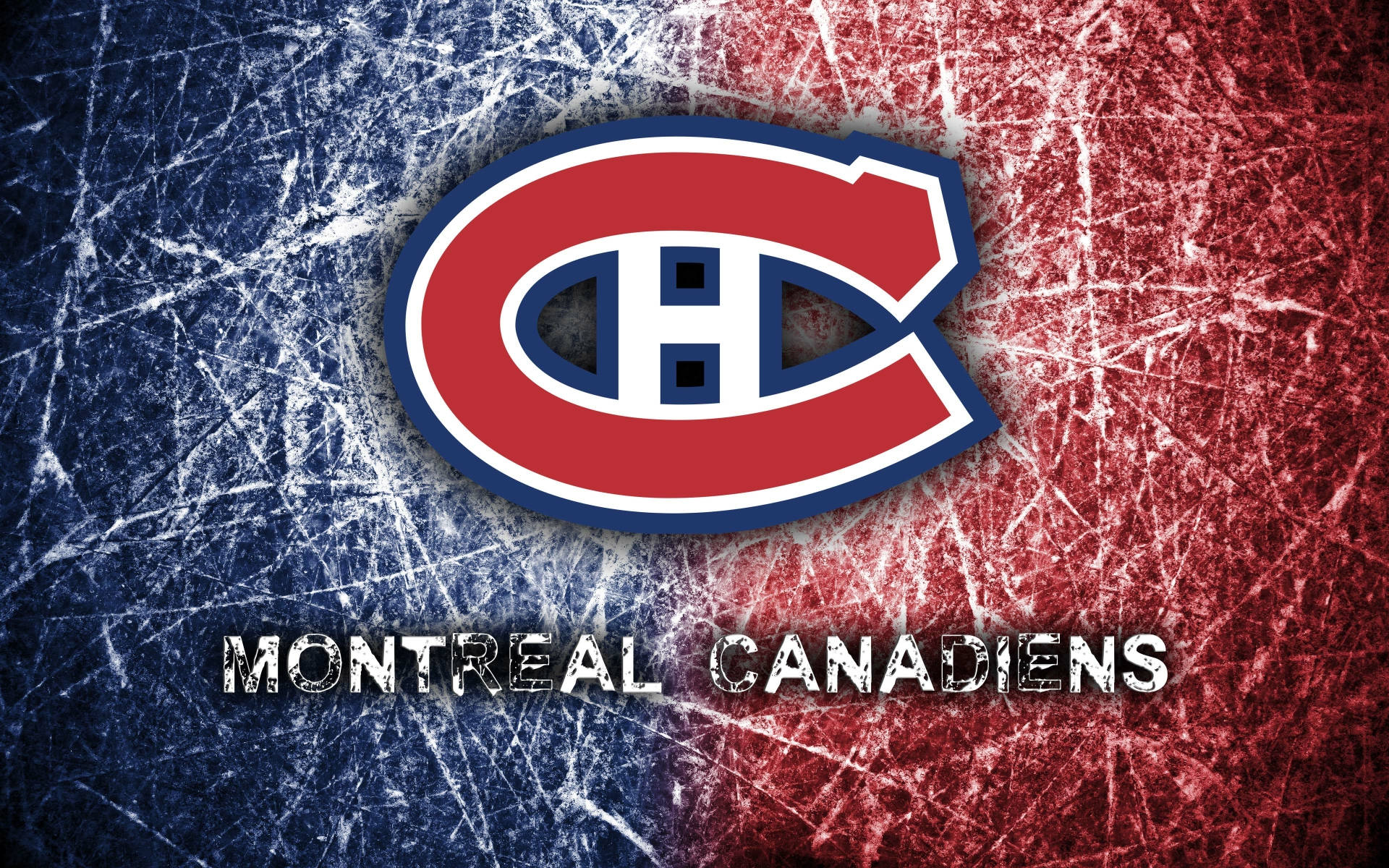 Montreal Canadiens, logo, scratched ice rink, Full HD Desktop Wallpaper