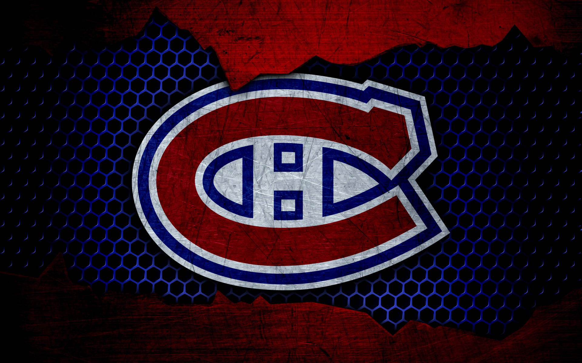 Montreal Canadiens, hexagonal mesh, red, Full HD Desktop Wallpaper