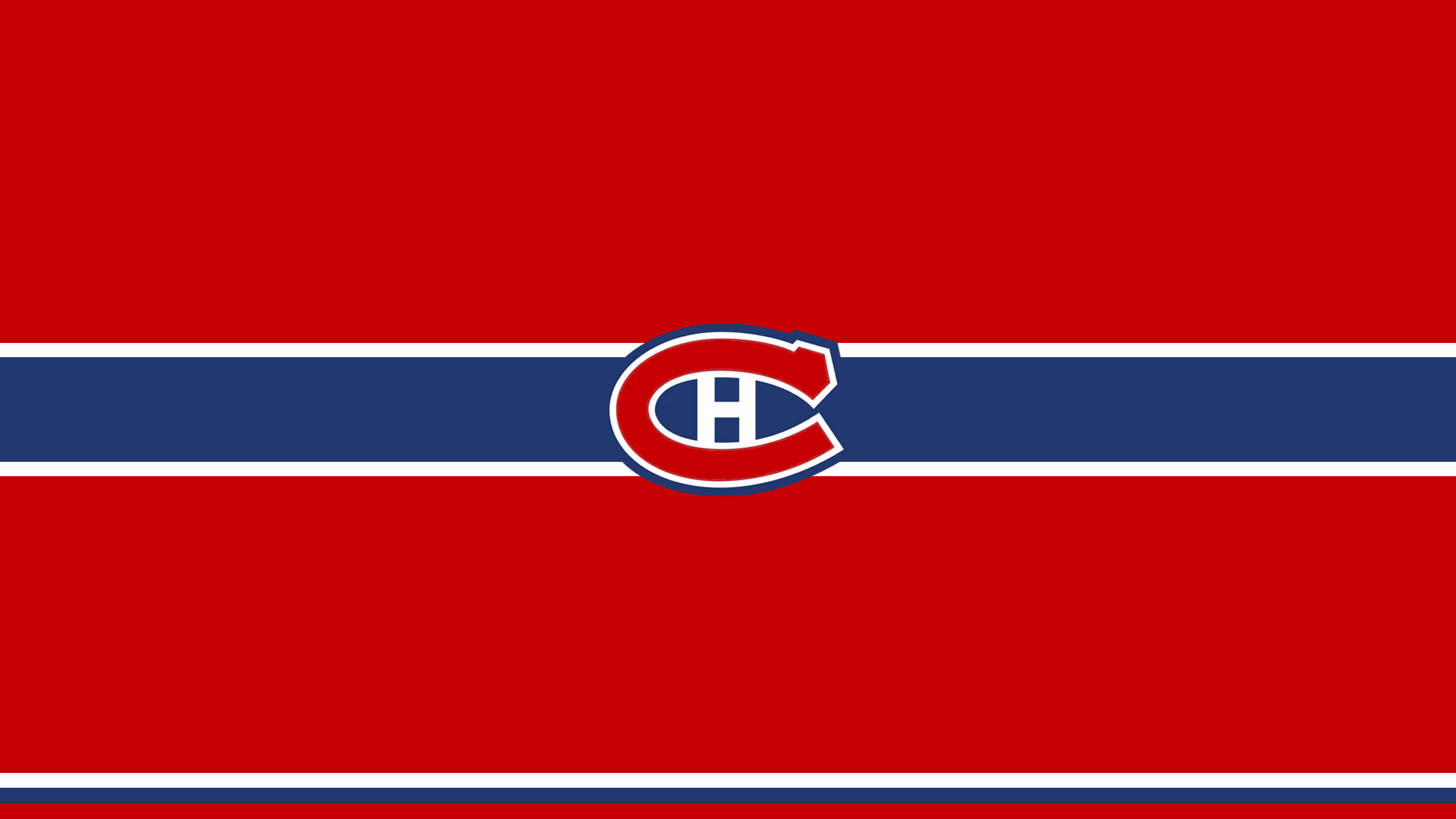 Montreal Canadiens, red background, navy blue and white stripes, 2K Desktop Wallpaper
