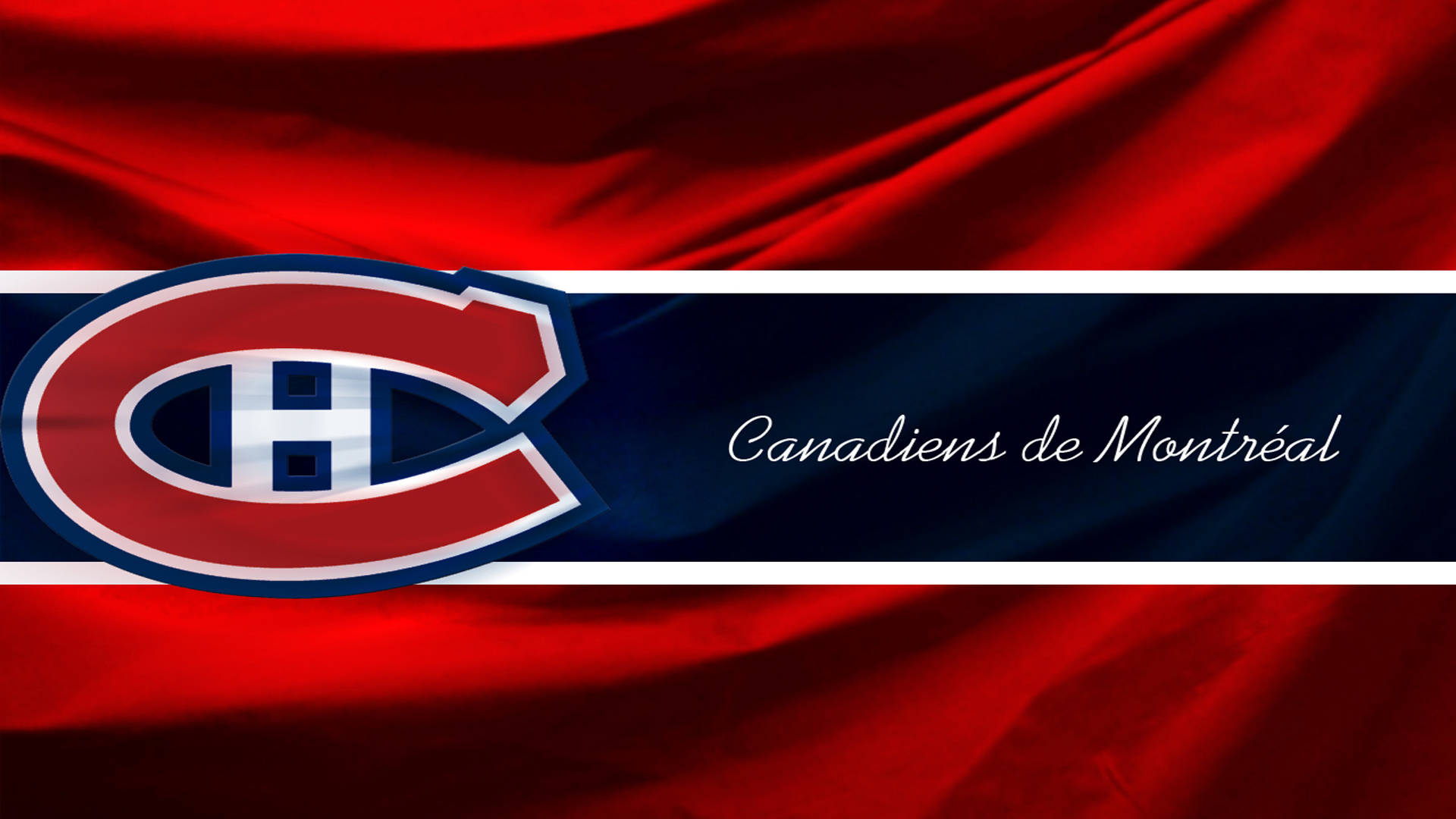 Montreal Canadiens, red fabric background, white script, Full HD Desktop Wallpaper