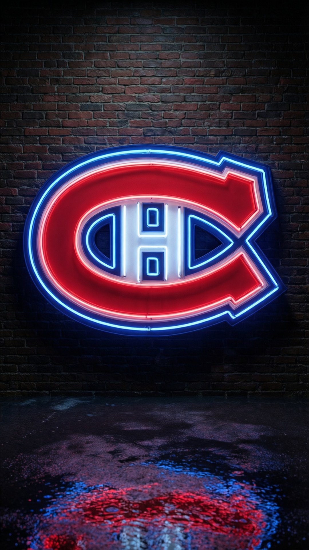 Montreal Canadiens, neon, red, Full HD Phone Wallpaper