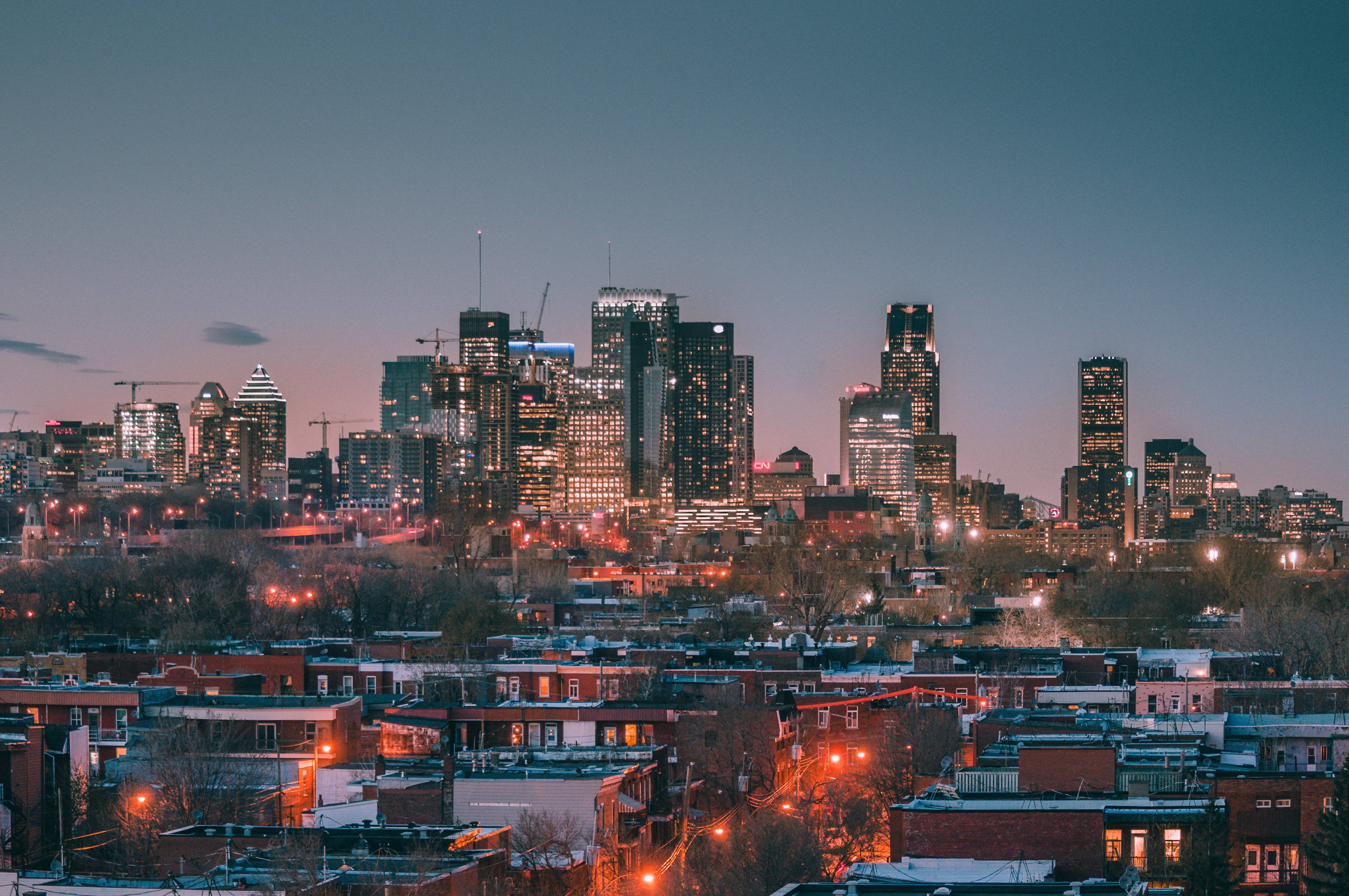 Montreal, city commercial district, twilight cityscape, 4K Desktop Wallpaper
