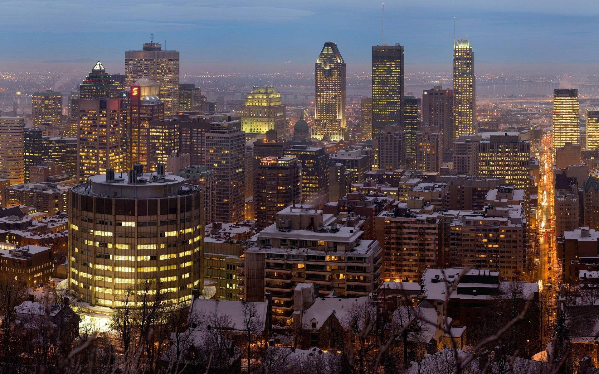 Montreal, city lights, twilight sky, Full HD Desktop Wallpaper