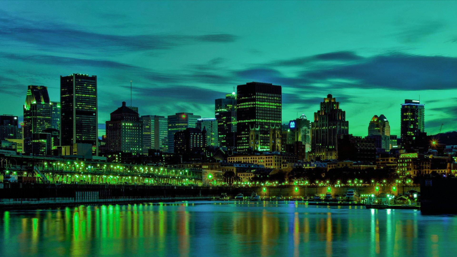 Montreal, waterfront, dusk, Full HD Desktop Wallpaper