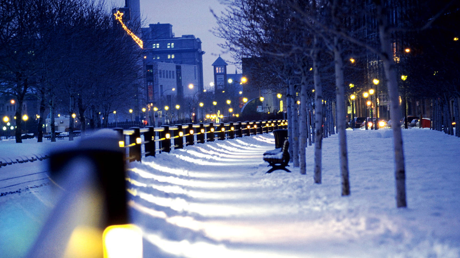 Montreal, snow, city park, Full HD Desktop Wallpaper