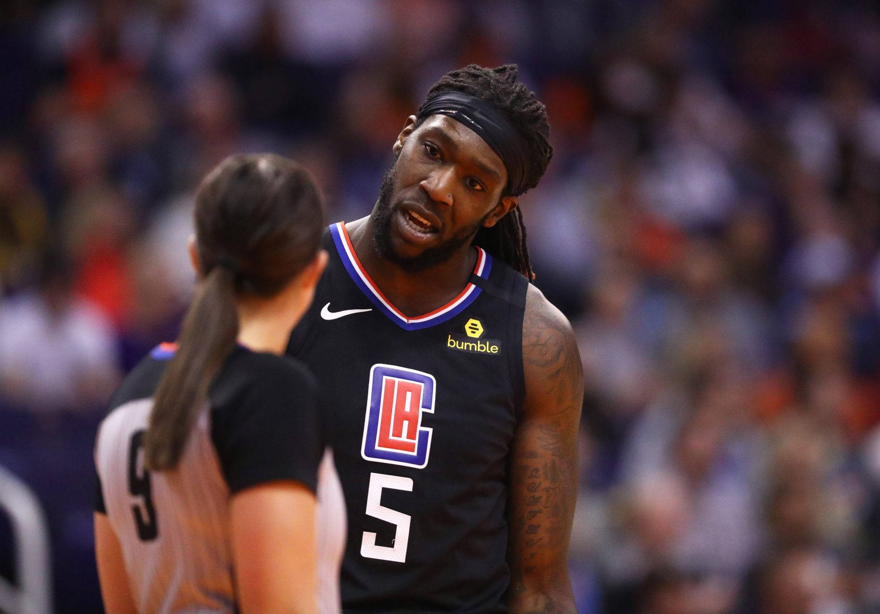 Montrezl Harrell, black LA Clippers jersey, number 5, HD Desktop Wallpaper