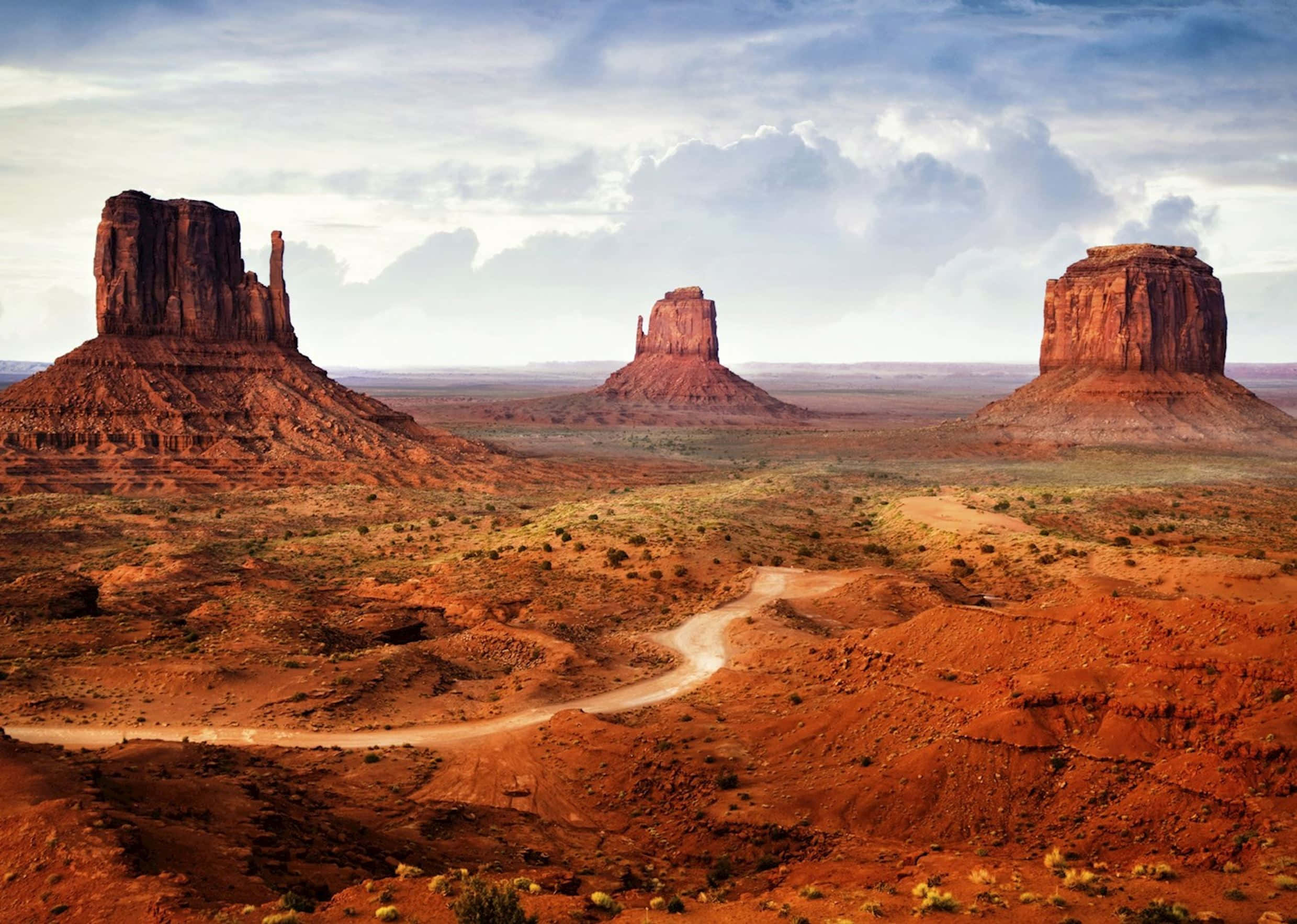 Monument Valley Navajo Tribal Park, dirt road, red desert landscape, Full HD Desktop Wallpaper