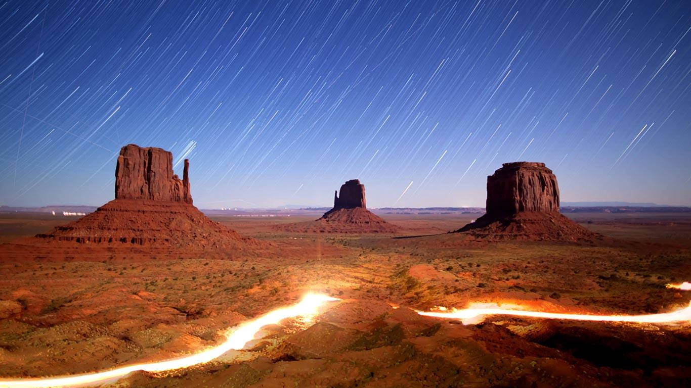 Monument Valley, red rock formations, deep blue sky, HD Desktop Wallpaper