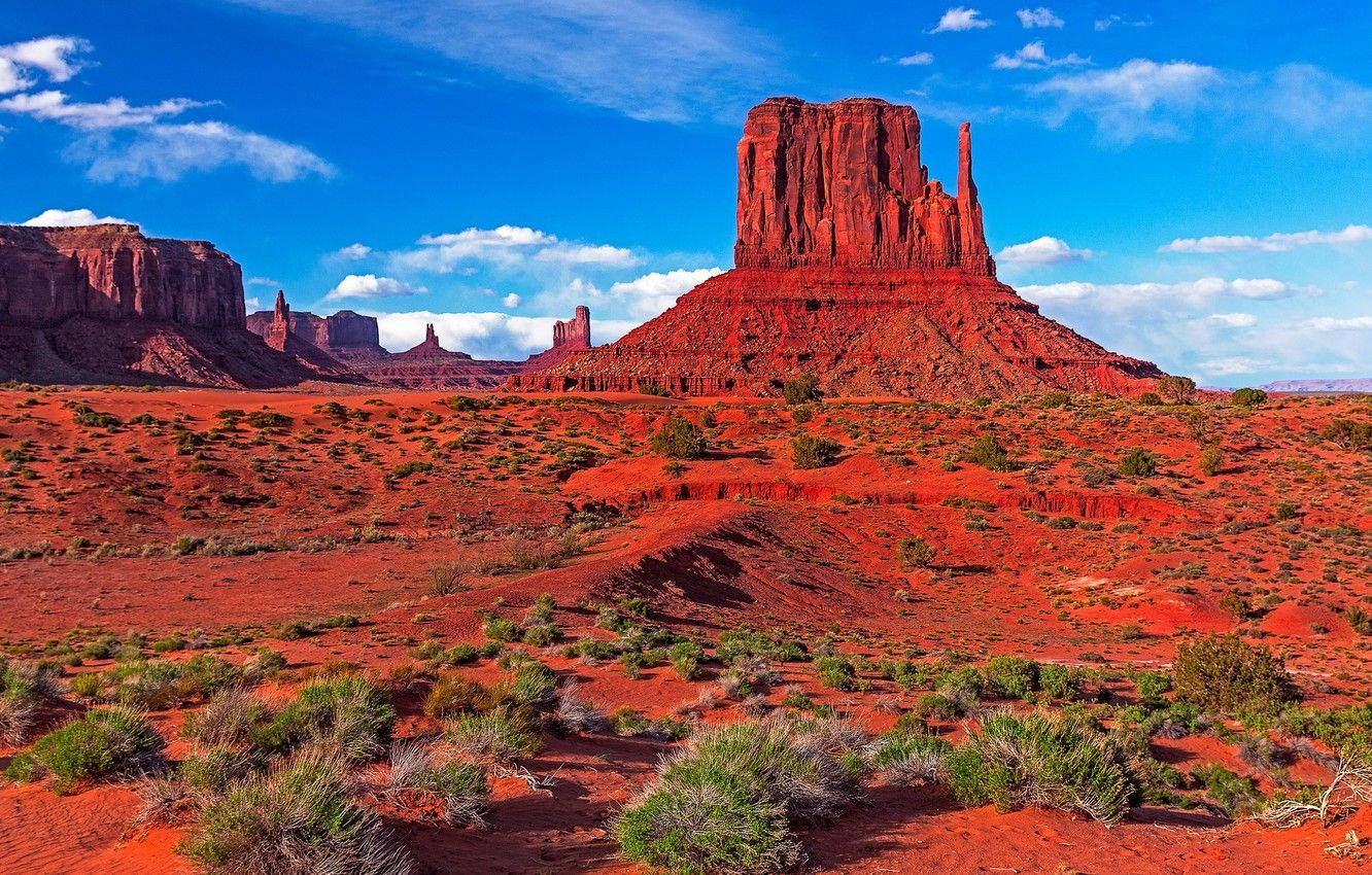 Monument Valley, red desert landscape, towering sandstone buttes, HD Desktop Wallpaper