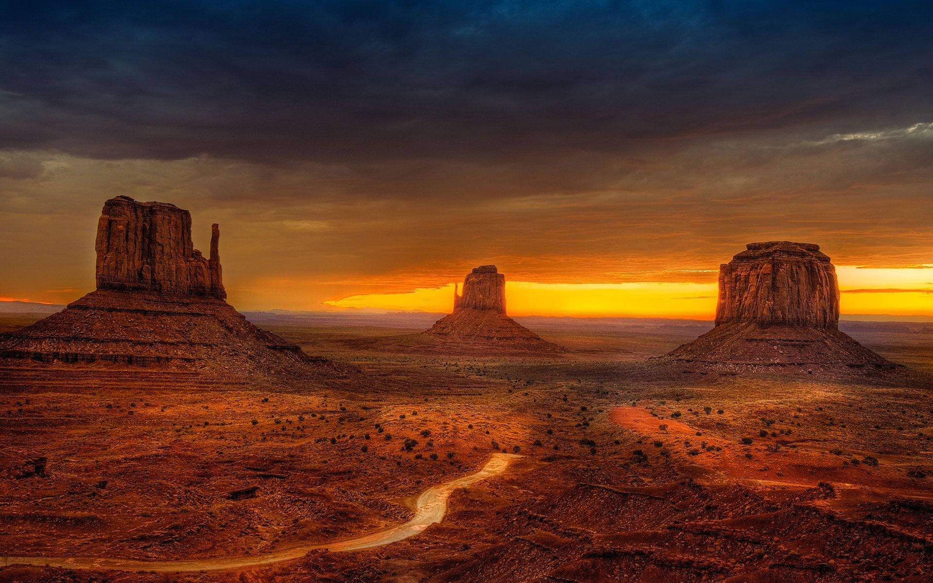 Monument Valley, sandstone buttes, desert floor, Full HD Desktop Wallpaper