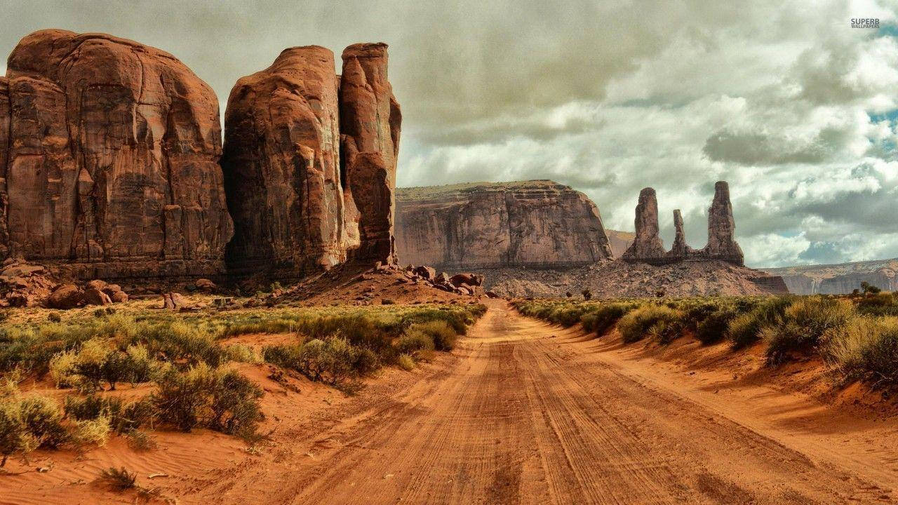 Monument Valley, dirt road, desert landscape, HD Desktop Wallpaper