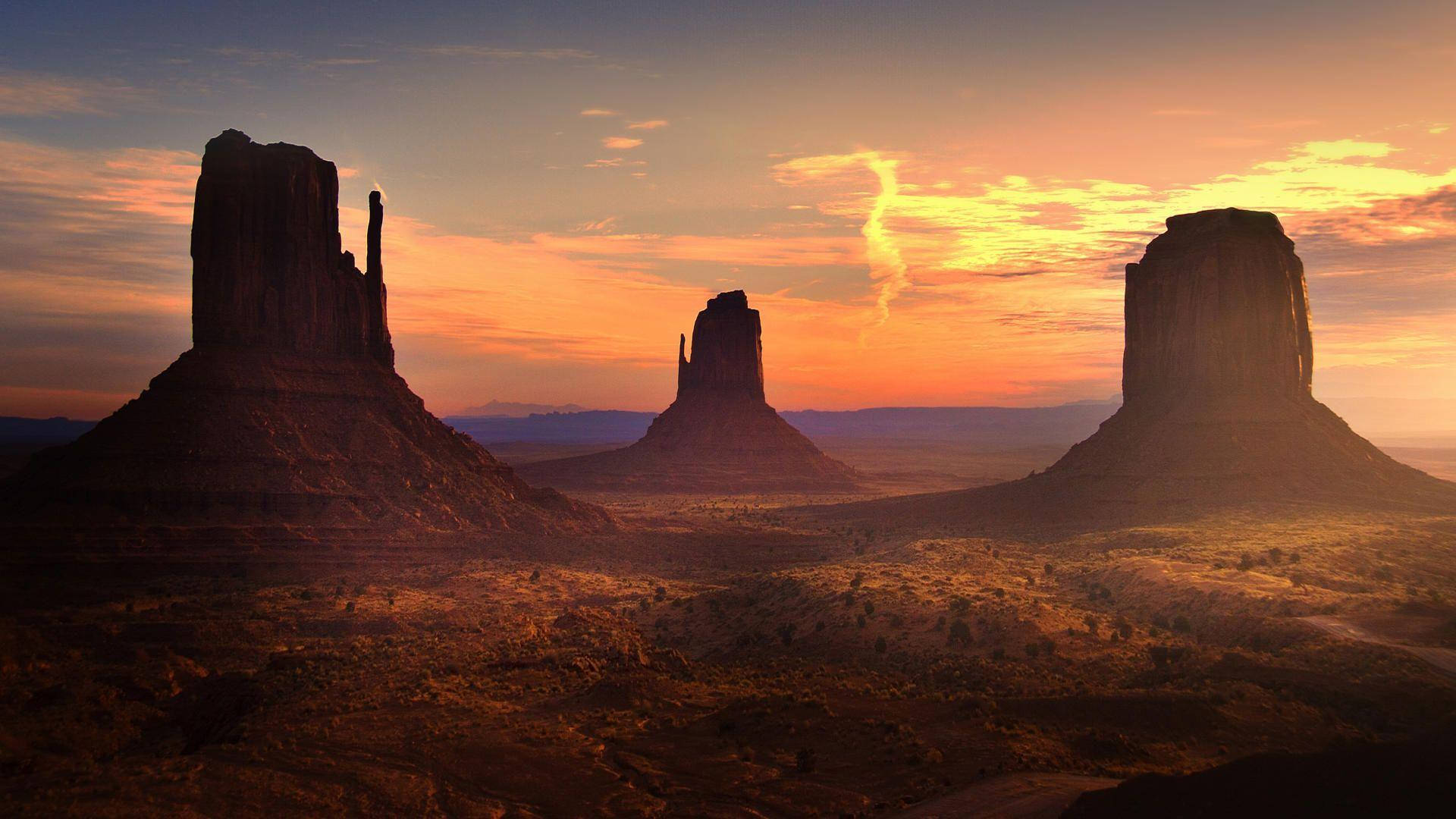 Monument Valley, red rock buttes, desert floor, Full HD Desktop Wallpaper