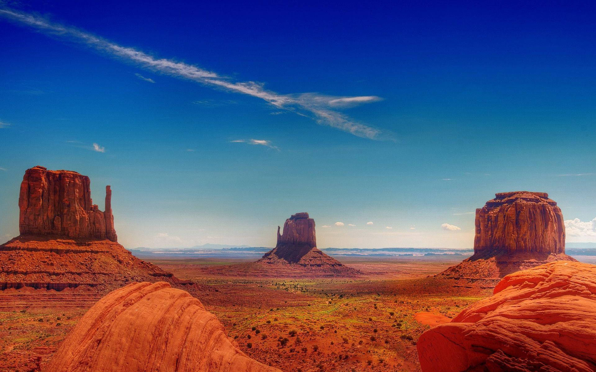 Monument Valley, red rock formations, desert landscape, Full HD Desktop Wallpaper