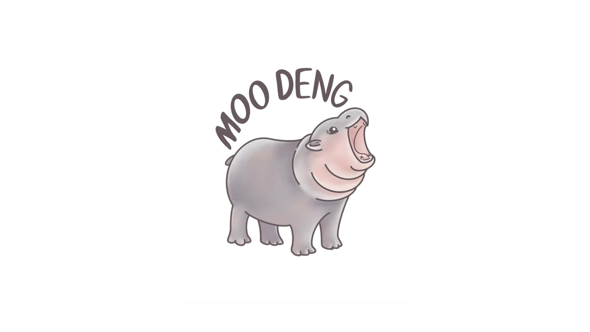 Moo Deng, cartoon hippopotamus, open mouth, Full HD Desktop Wallpaper