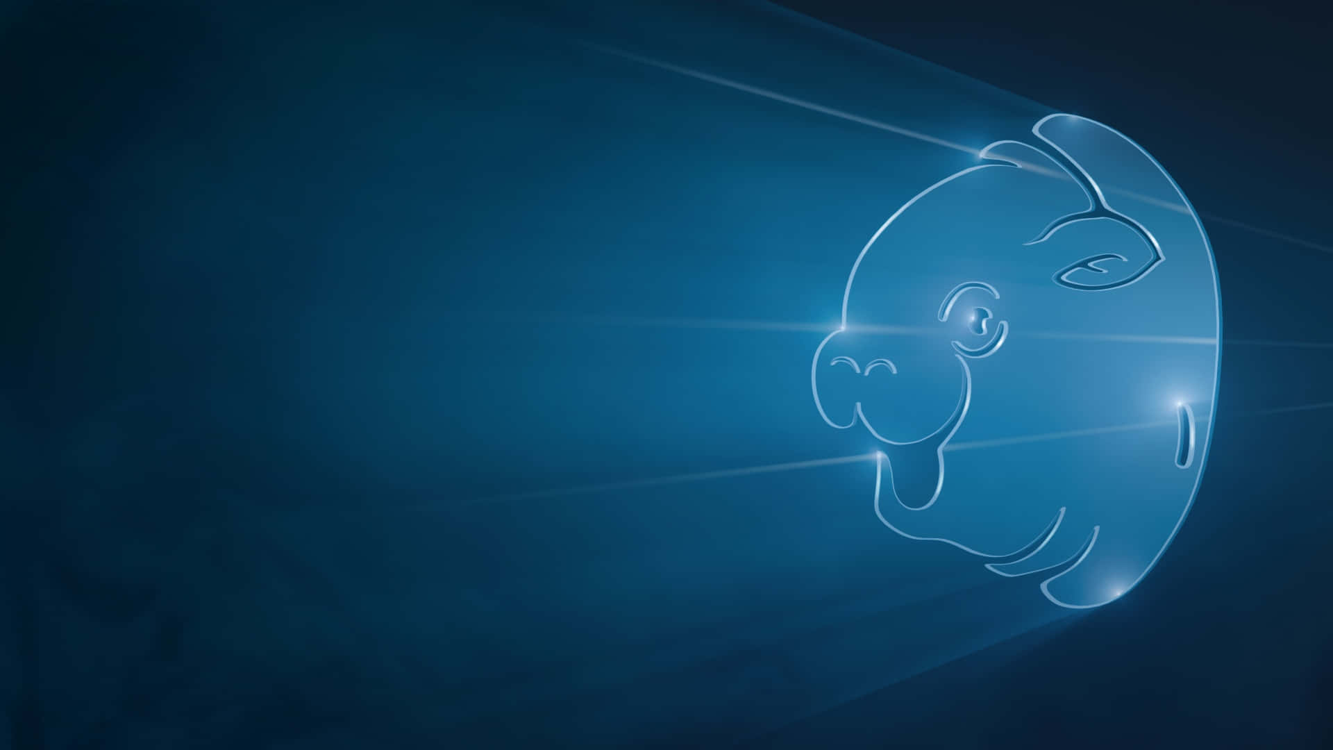 Moo Deng, glowing blue outline, smiling pig head, Full HD Desktop Wallpaper