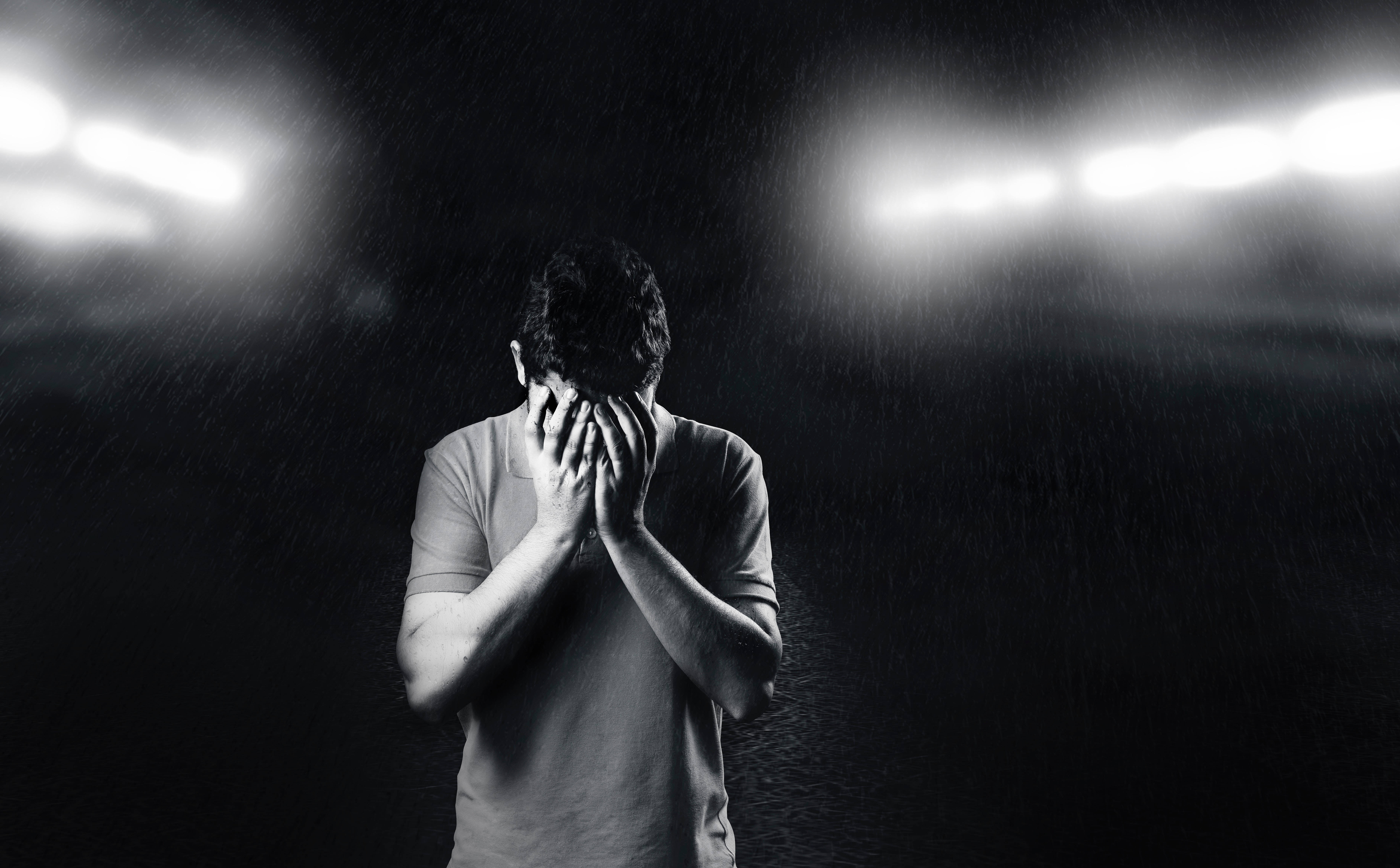 Mood Off Boy, stadium lights, downpour, 5K Desktop Wallpaper