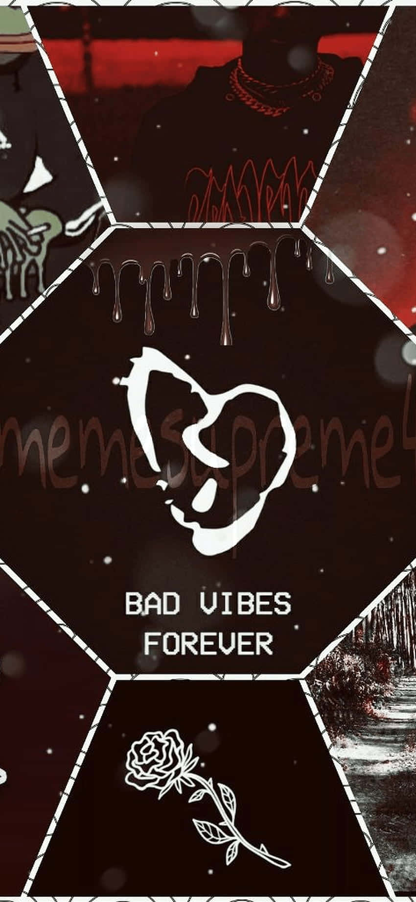 bad vibes, white skull, red and black background, HD Phone Wallpaper
