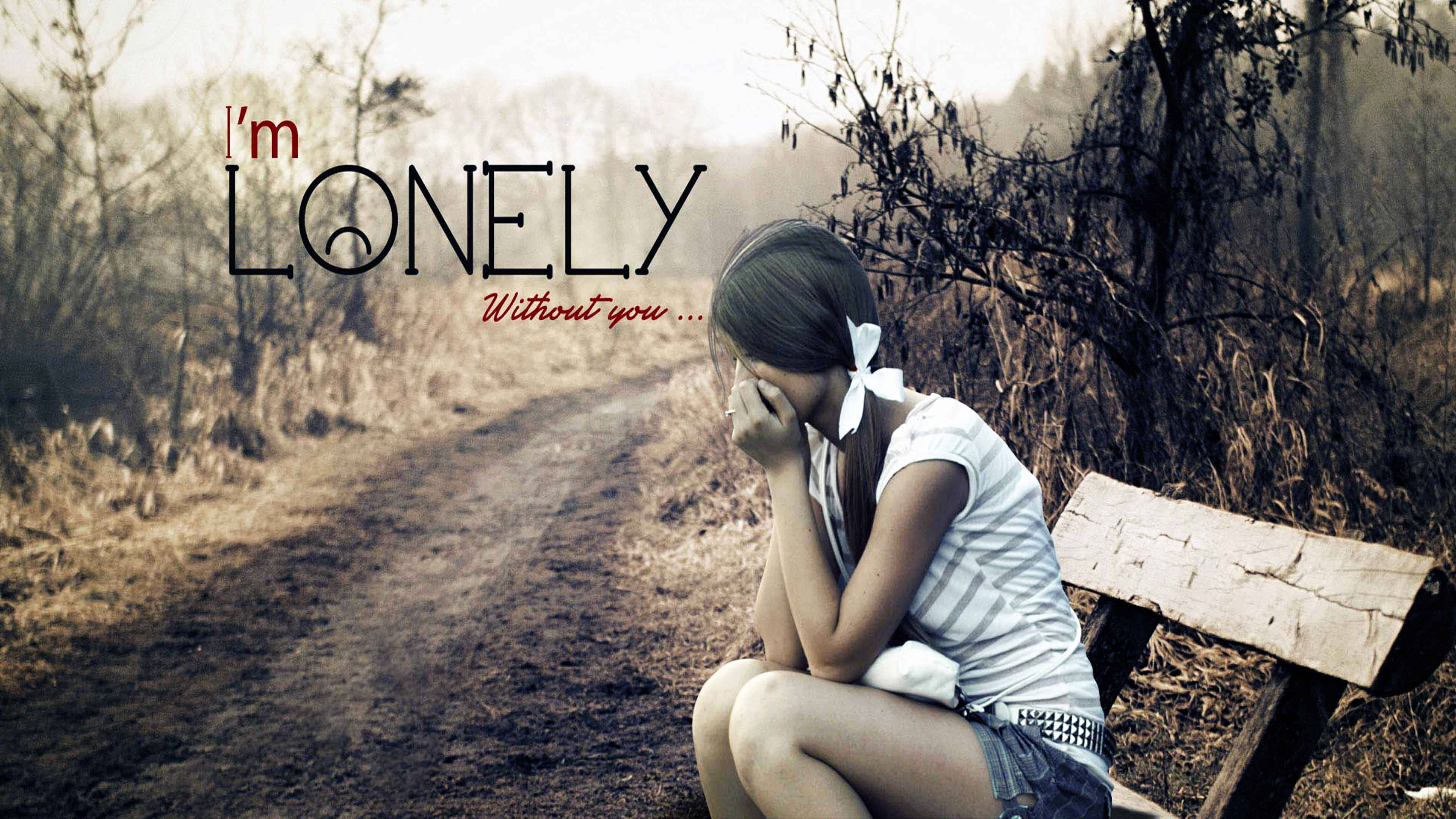 Mood, girl, bench, 4K Desktop Wallpaper