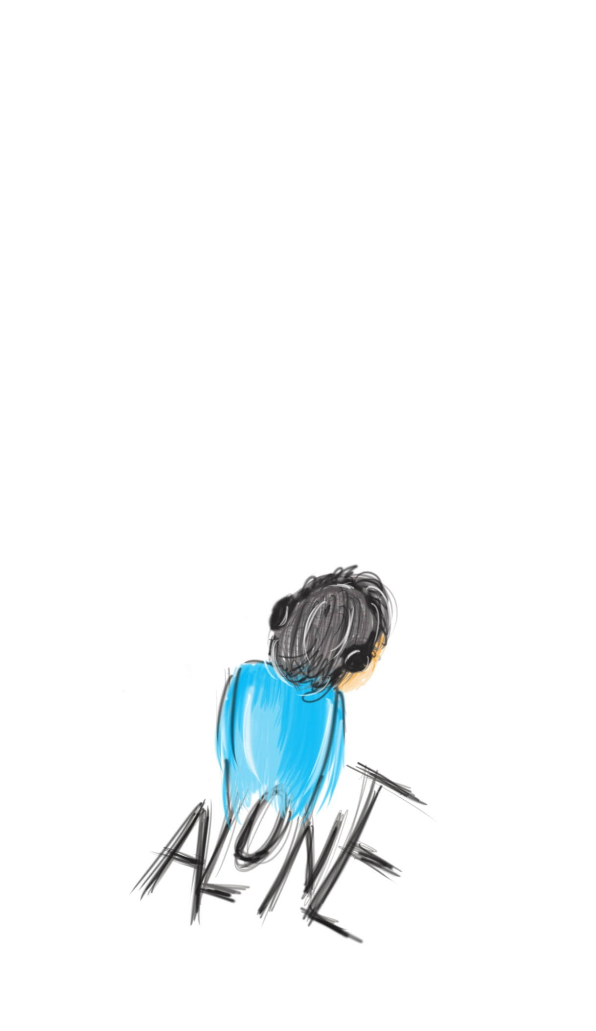 ALONE, blue shirt, person, Full HD Phone Wallpaper