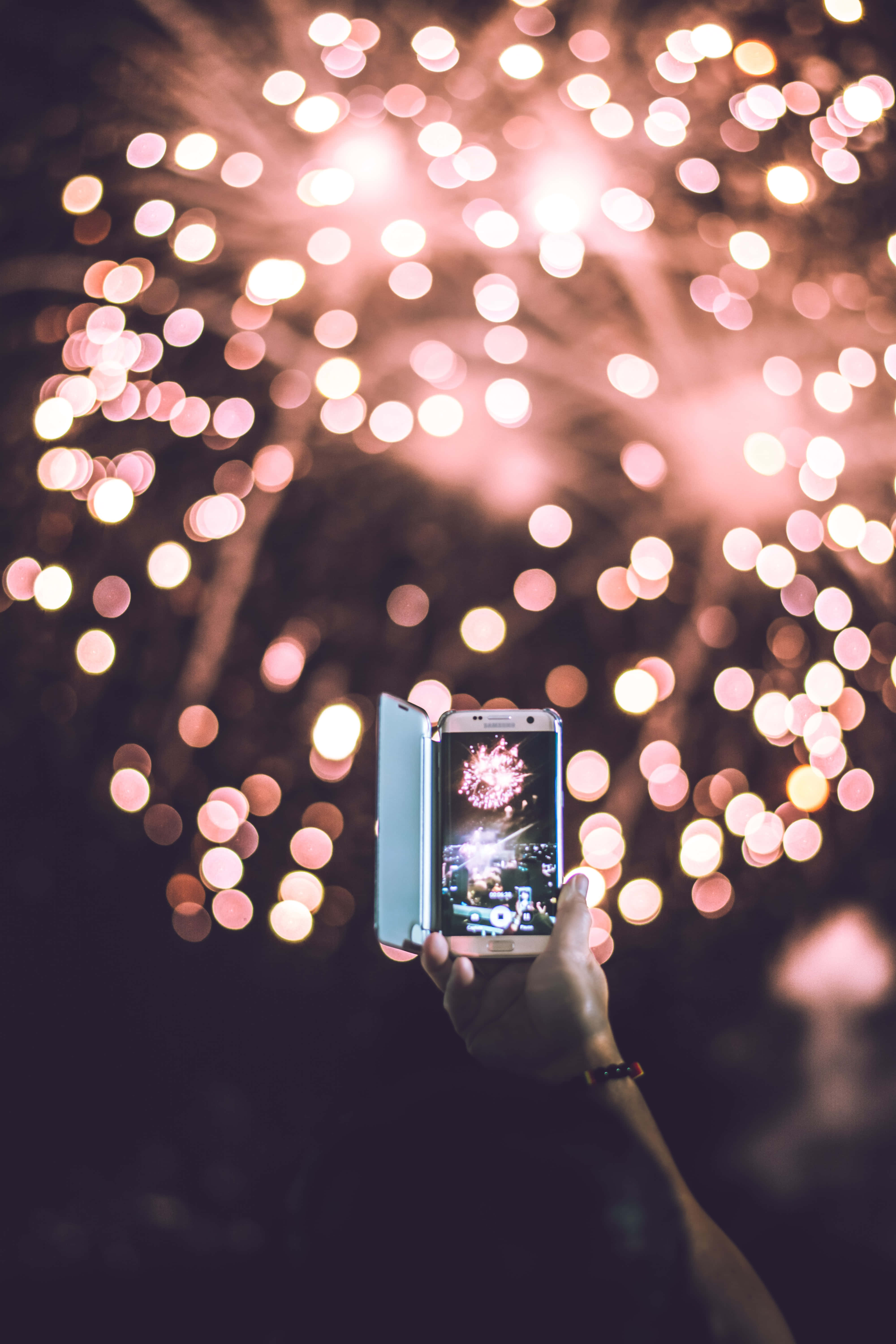 Moody Tone Photography, fireworks, bokeh night sky, 5K Phone Wallpaper