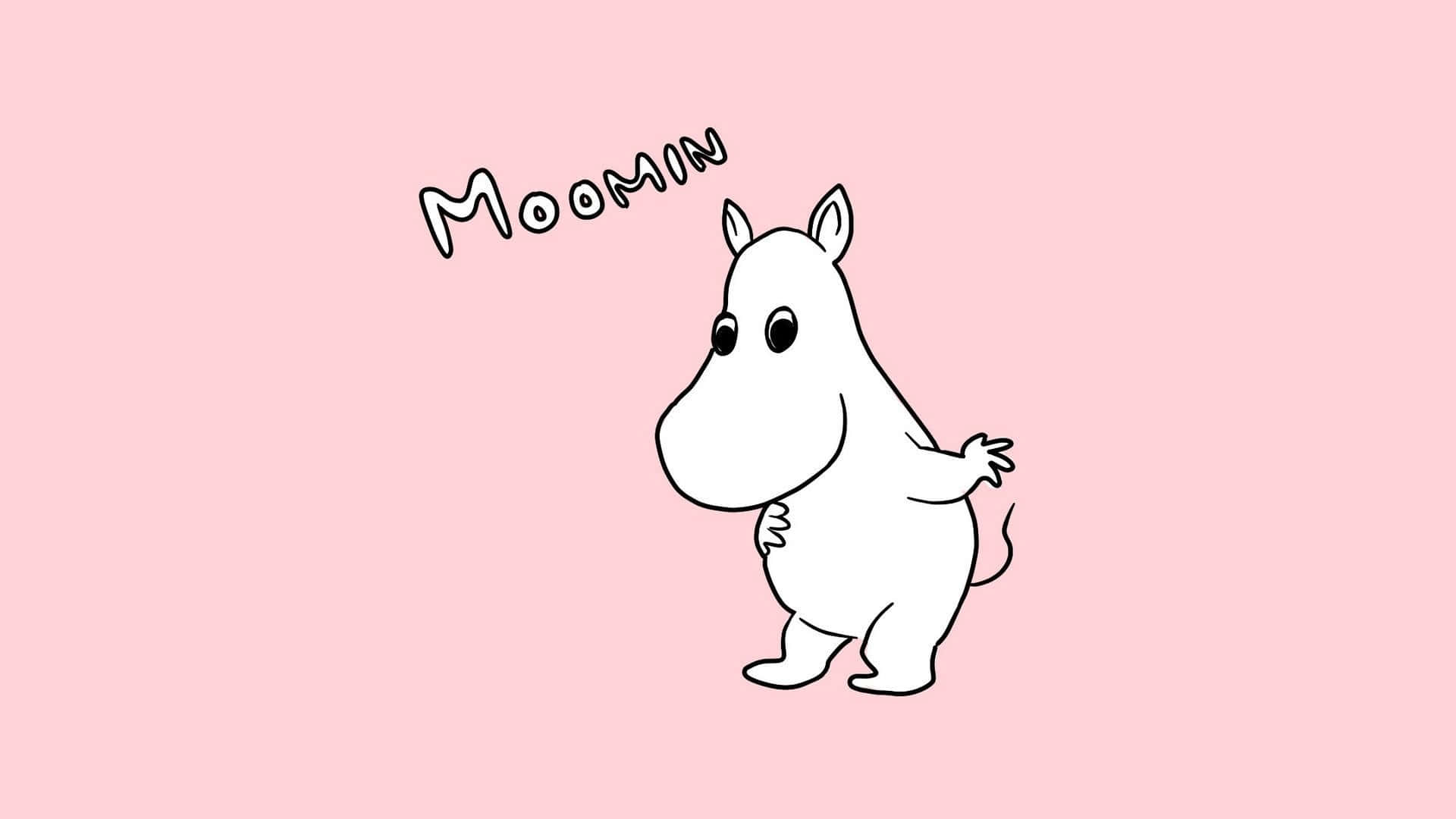 Moomin, pink canvas, white cartoon Moomin character, Full HD Desktop Wallpaper