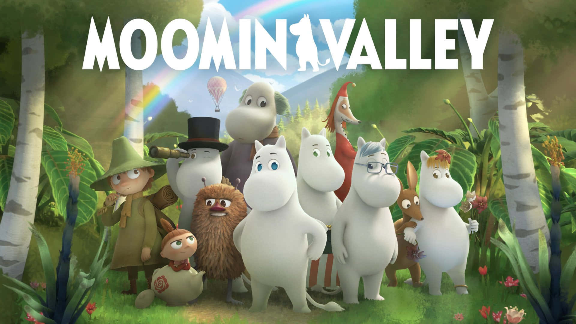 Moomin, Moomin characters, lush green forest, Full HD Desktop Wallpaper