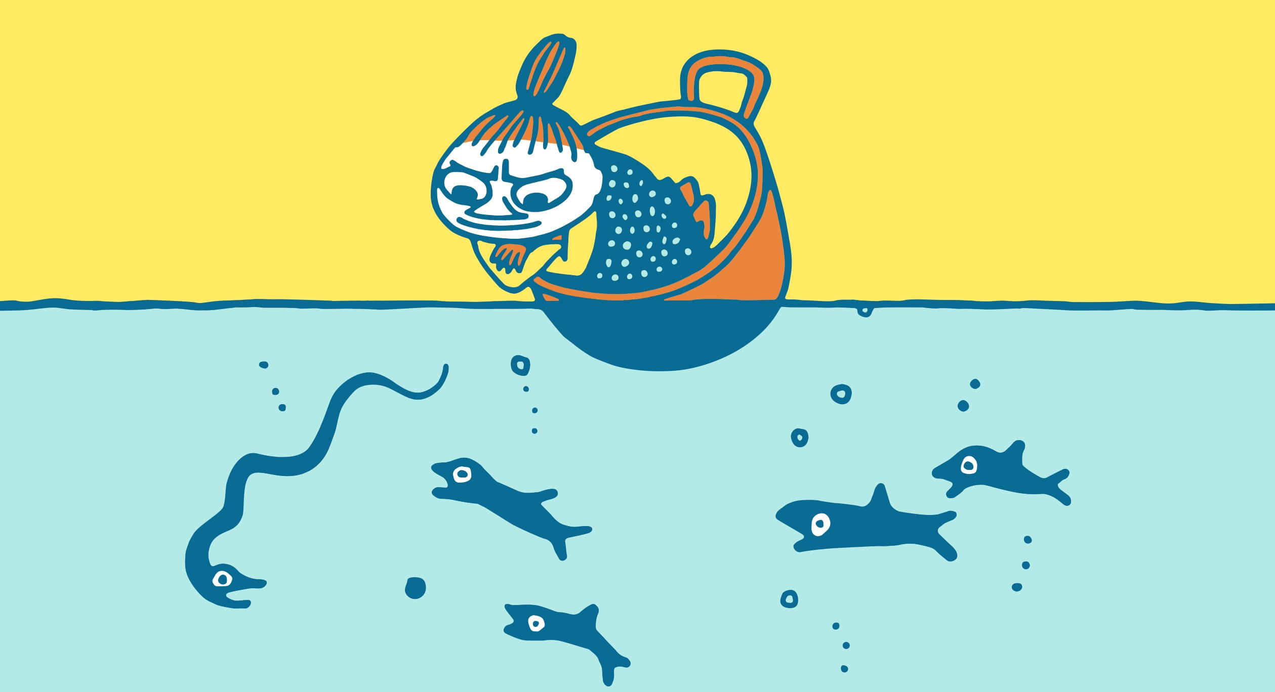 Moomin Desktop, cartoon character, small boat, Full HD Desktop Wallpaper