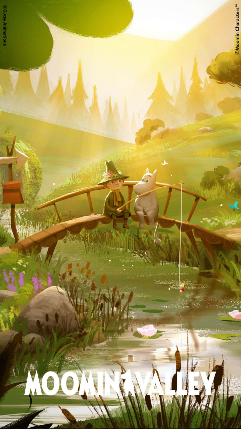Moomin Desktop, Fishing On Bridge, wooden bridge, HD Phone Wallpaper