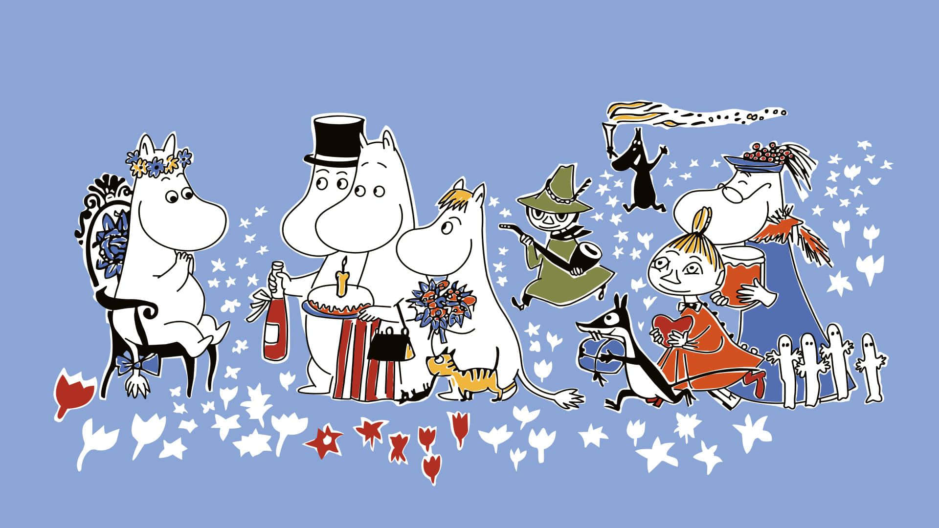 Moomin, Moomin characters, birthday party, Full HD Desktop Wallpaper