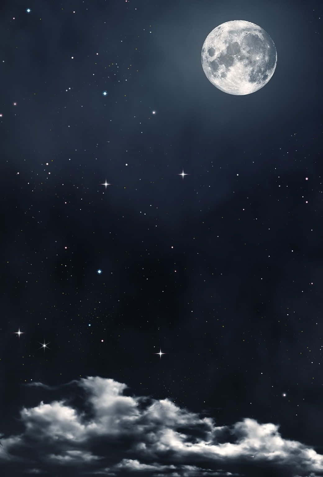 Moon And Stars iPhone, full moon, starry night sky, HD Phone Wallpaper