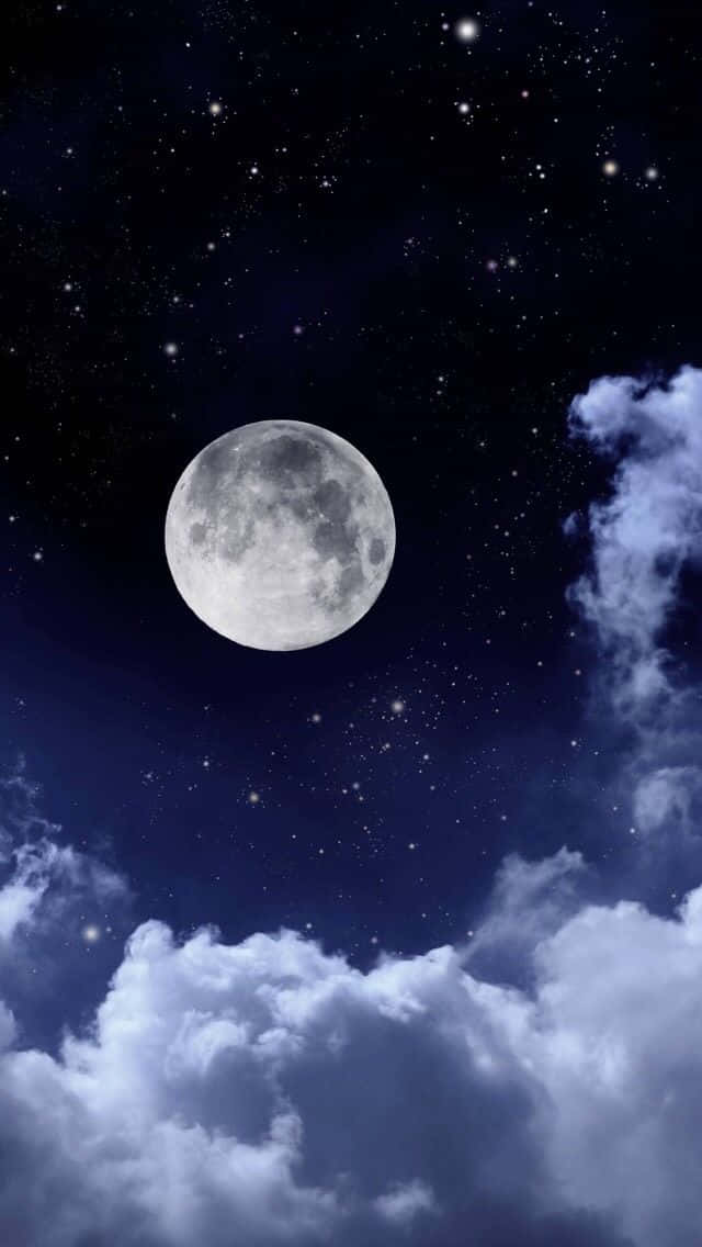 Moon And Stars iPhone, full moon, starry night sky, SD Phone Wallpaper