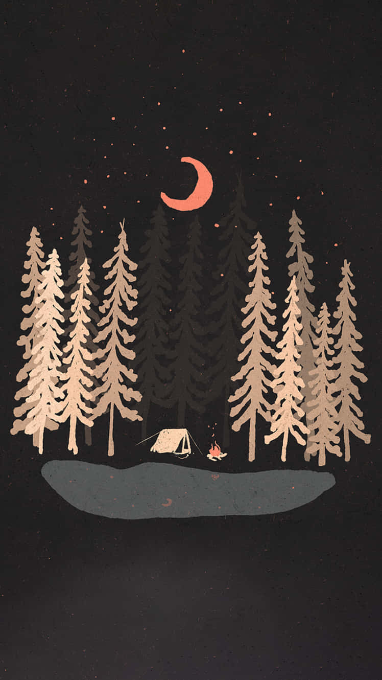 Moon And Stars iPhone, crescent moon, campfire, HD Phone Wallpaper