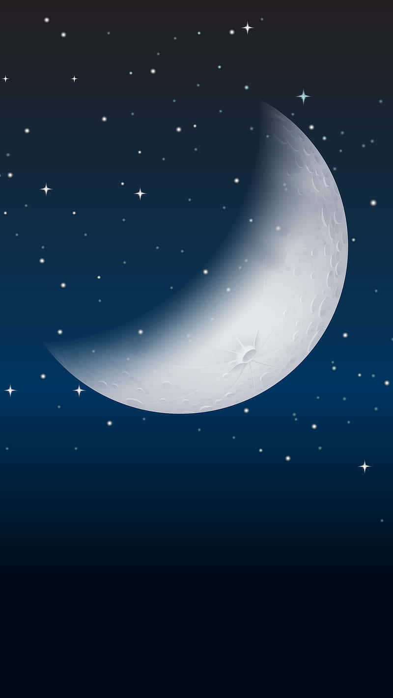 Moon and Stars iPhone, crescent moon, craters, HD Phone Wallpaper