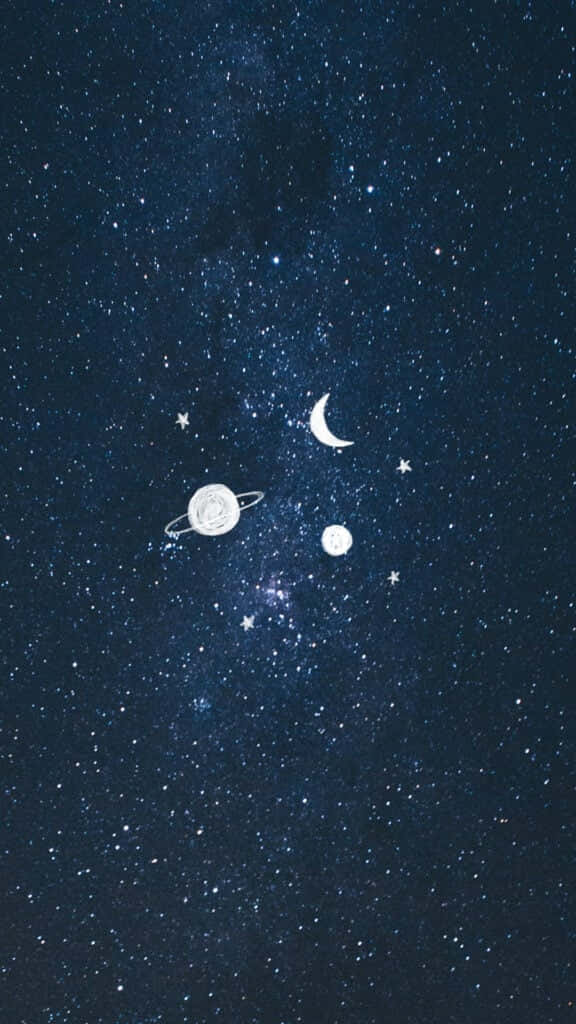 Moon And Stars iPhone, crescent moon, stars, SD Phone Wallpaper