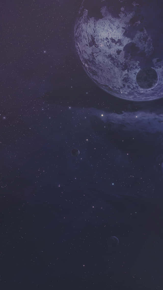Moon and Stars iPhone, cratered moon, starfield, SD Phone Wallpaper