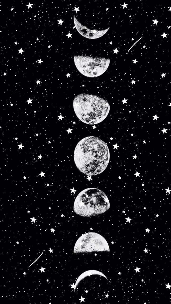 moon, stars, starry night sky, HD Phone Wallpaper