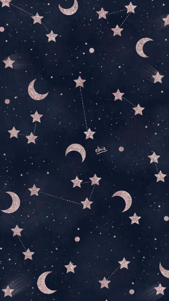 moon and stars iPhone, pink stars, crescent moons, HD Phone Wallpaper