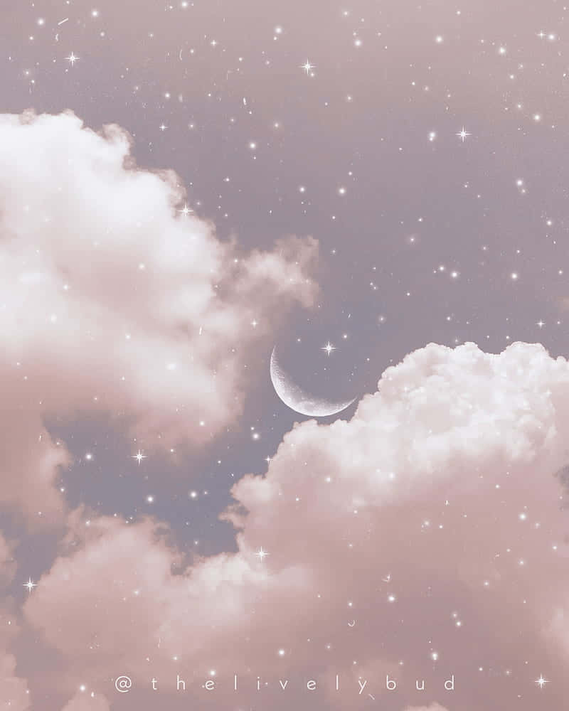 Moon And Stars iPhone, pastel sky, twinkling stars, SD Phone Wallpaper